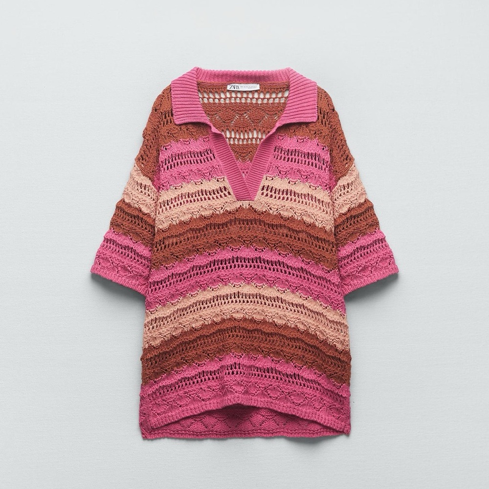 Zara Oversized Knit Polo Sweater